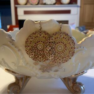 Frances Valentine Gold and Pink Mosaic Earrings